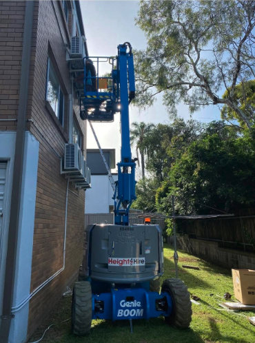 Shoreline technician working on a commercial lift access installation