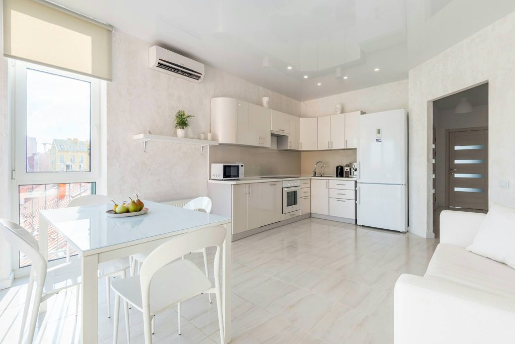 Kitchen living space with installed air-conditioning